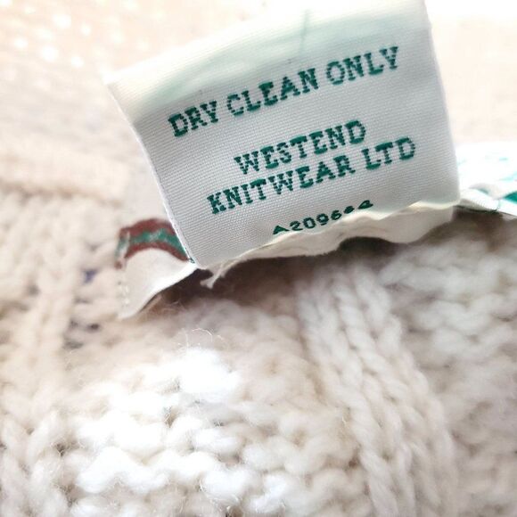 Aran Crafts Merino Wool Knit Cardigan Duster Long Sweater L Ireland Cream Ivory - Picture 6 of 6